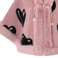 thumbnail image 3 of UTSJKR Women Heart Pattern Faux Fur Trim Poncho Cape Pearl Tassel Detail Warm Wrap Coat for Fall Winter Daily Dressing Pink, 3 of 5