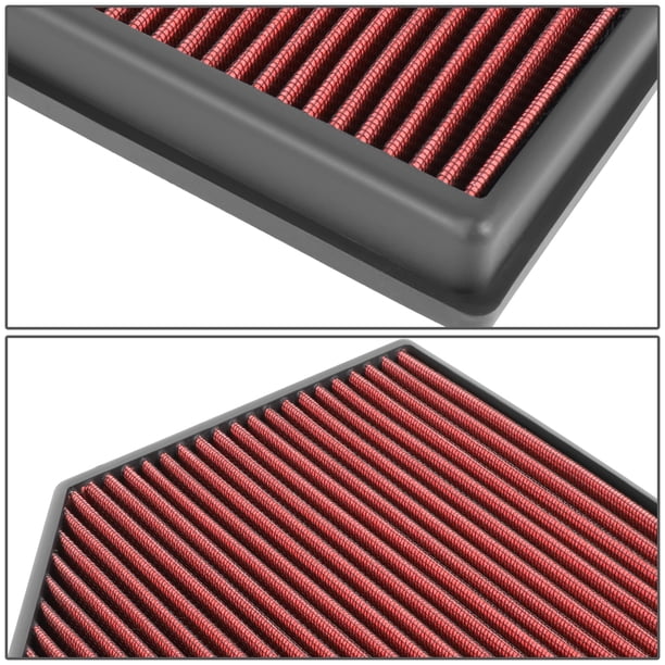 DNA Motoring Drop-In Air Filter - Reusable High-Flow Red Filter, Fits OEM Air Box, Increases Horsepower & Acceleration