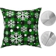thumbnail image 2 of Christmas Snowflake Throw Pillow Covers 18x18 In Set of 2 Winter Green and Black Buffalo Plaid Outdoor Decorative Pillows Cover Xmas Checkered Holiday Farmhouse Cushion Case for Bed Couch Sofa Decorr, 2 of 6