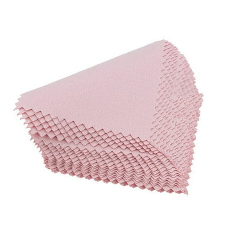 

NUOLUX 50pcs Jewelry Cleaning Cloth Suede Nap Cleaning Wipe Cloth Silver Jewelry Cleaning Cloth (Pink)