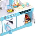 thumbnail image 2 of Lil' Jumbl Wooden Kitchen Playset with Lights & Sounds for Kids, Pretend Play with Washer, Dryer, Sink - Blue, 2 of 6