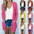 thumbnail image 6 of yardsong Womens Cardigans Lightweight 2025 Fall Must Haves Oversized Long Sleeve Open Front Casual Thin Sweater Cardigan with Pockets Coffee,XL, 6 of 6