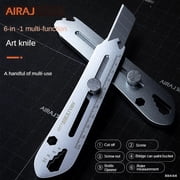 AIRAJ 3Pcs Stainless Steel Telescopic Art Knife, 6-in-1 Multifunctional Wallpaper Knife, Foldable Blade, Not Easy to Rust, Durable, Industrial Grade Large Thickened Knife
