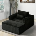 thumbnail image 2 of TUANLUO Chaise Lounge Indoor, 62.5" Oversized Corduroy Lounge Chair with Ottoman, Upholstered Couch for Living Room, No Assembly Required, Black, 2 of 9
