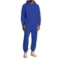 thumbnail image 2 of CCRFTGI Track Suits Mens Athletic 2 Piece Solid Color Hoodie and Sweatpants Set Soft Fall Track Suits Workout Fleece Track Suit Sets Blue XXXL, 2 of 6