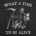 thumbnail image 2 of Mens What A Time to Be Alive T Shirt Funny Halloween Grim Reaper Graphic Tee Graphic Tees, 2 of 7