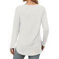 thumbnail image 4 of Women'S Long Sleeve Crew Neck Shirt Side Basic Loose Tunic Top Casual Milky XXL, 4 of 5