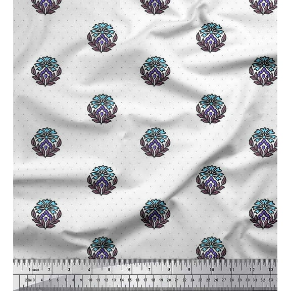 Soimoi Cotton Voile Fabric Dot,Leaves & Floral Block Decor Fabric Printed Yard 42 Inch Wide