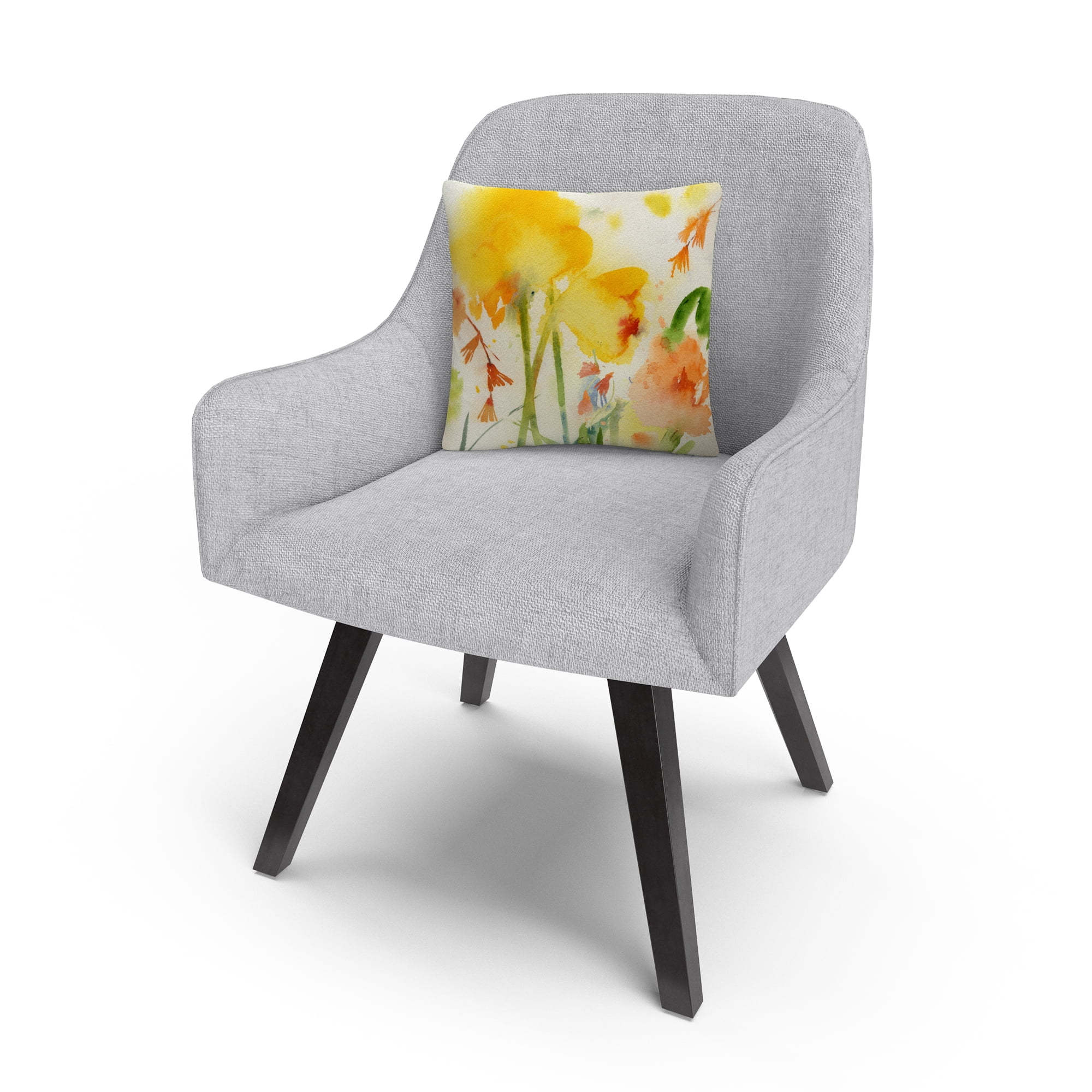 Garden Yellows' Floral Abstract By Sheila Golden 16 X 16 Decorative Throw Pillow