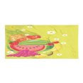 thumbnail image 1 of Fruit Gym Towel, Cartoon of Natural Deserts Daisies Watermelon Kiwi Grape Pineapple, One-Sided Quick Dry Microfiber for Beach Fitness & Swimming, 60" x 30", Yellow Green Multicolor, by Ambesonne, 1 of 2