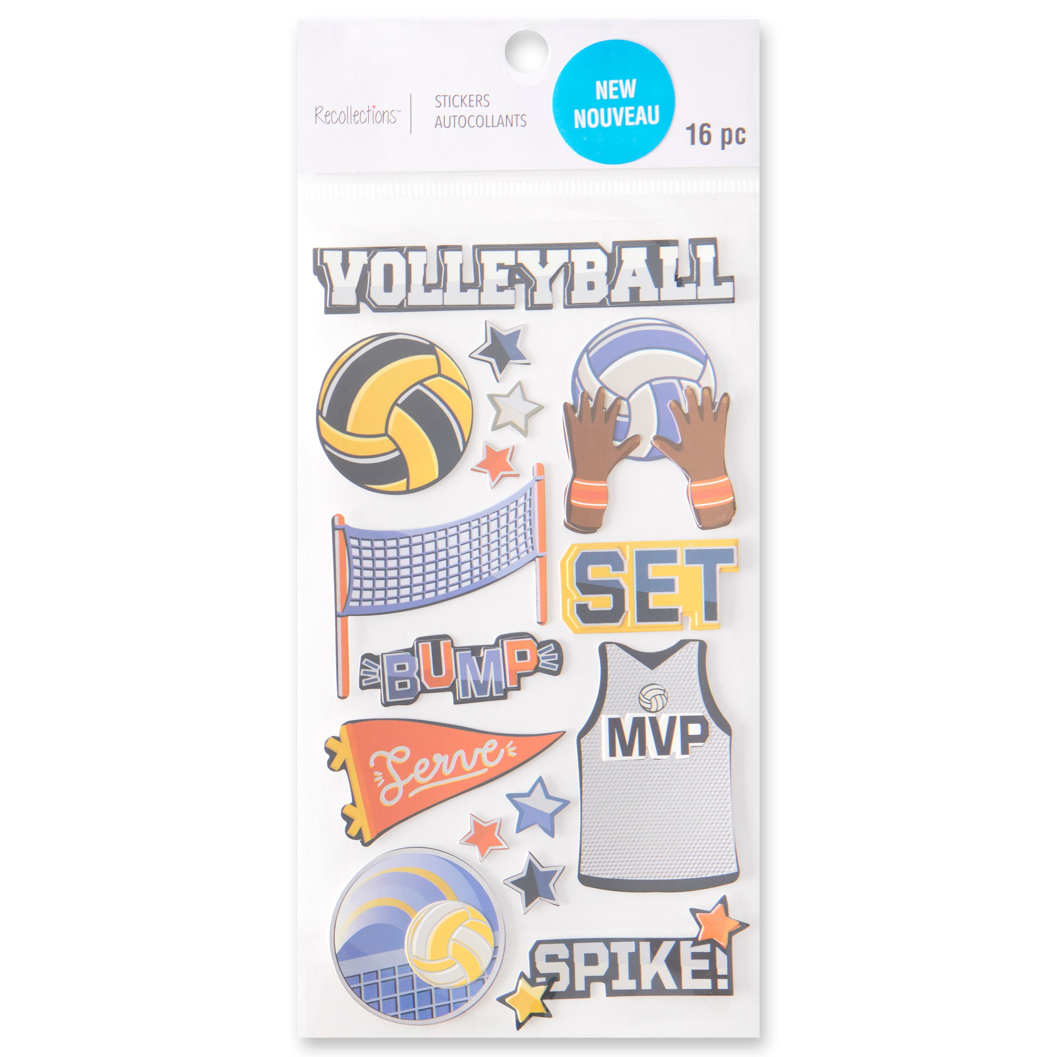 Recollections Volleyball Stickers, 12 Pack