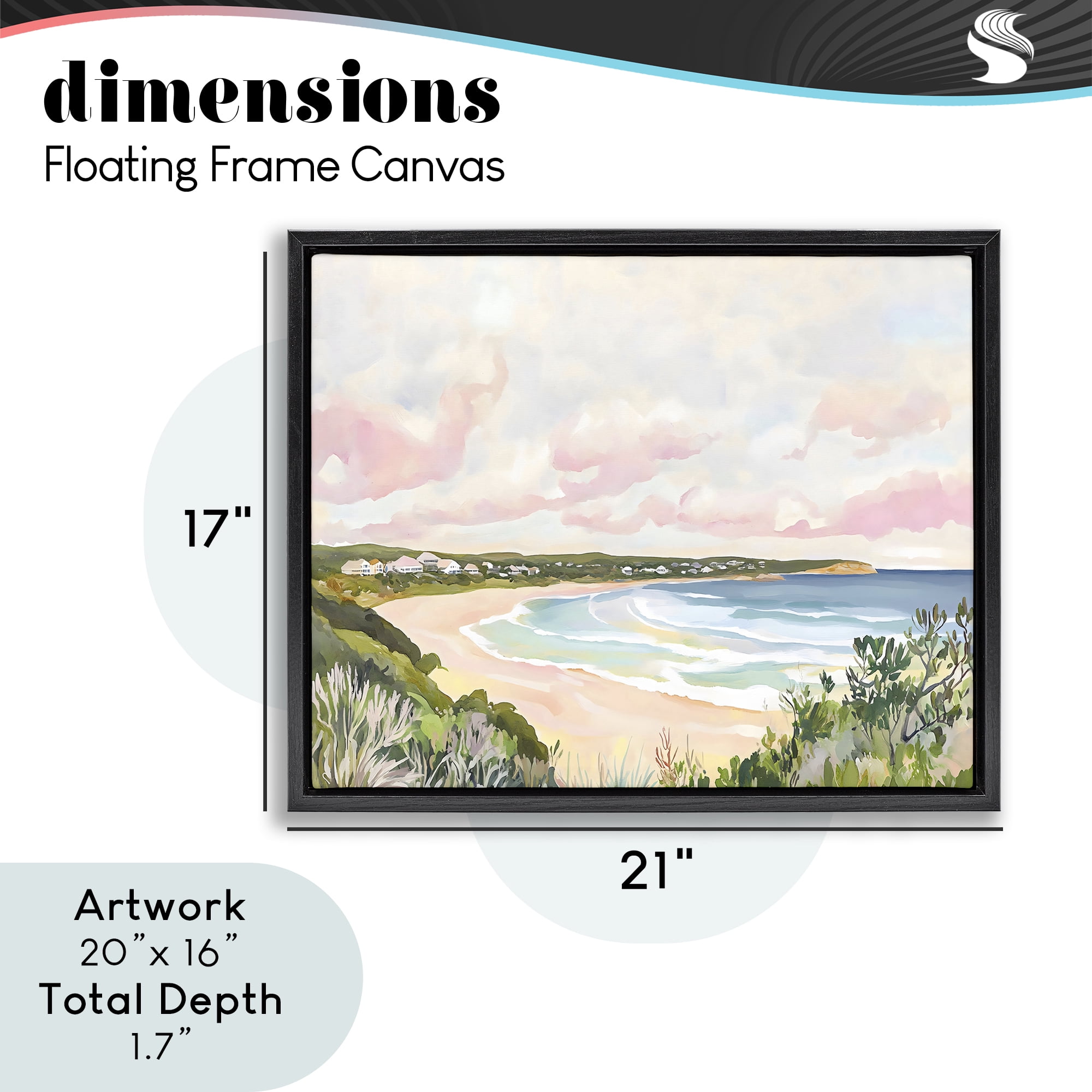 Stupell Industries Serene Sunset Beach Panorama Black Framed Floater Canvas Wall Art, design by The Prints Vibe