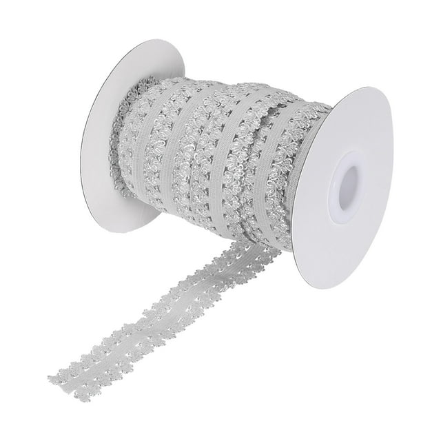 Unique Bargains Lace Ribbon 16 Yards 3/4' Double Crown Edges Elastic Lace Trim for Craft,Gift Wrappers,Headbands(Gray)