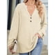 thumbnail image 4 of Camisa Henley de Larga para Mujer, Cuello en V, Suéteres Casuales Elegantes, Ropa de Moda para Otoño. Albaricoque S, 4 of 10