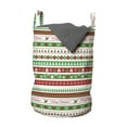 thumbnail image 1 of Christmas Laundry Bag, Merry Christmas Words Xmas Ceremony Theme Design Borders, Hamper Basket with Handles Drawstring Closure for Laundromats, 13" x 19", Apple Green White, by Ambesonne, 1 of 4