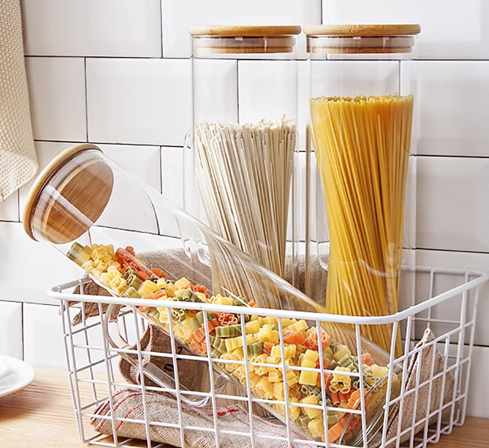 Récipient à Spaghetti En Verre Borosilicate - Lot De 2 - 1,4 L Avec Couvercle Doseur - Stockage Pâtes Et Aliments