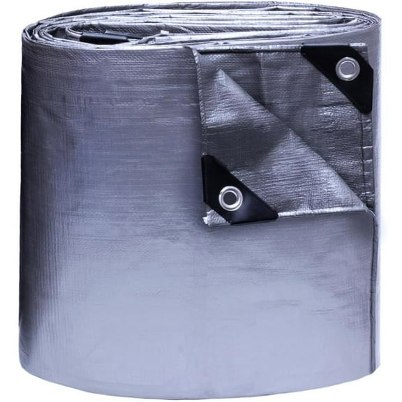TARP SUPPLY Inc 6' x 10' (20 Pcs) 10 Mil Heavy Duty Silver Poly Tarp with Aluminum Grommets and Reinforced Corners, Waterproof, UV Resistant Protective Cover for Roof, Equipment & Outdoor Use