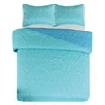 thumbnail image 4 of Legacy Decor 3 Pcs Stitched Pinsonic Reversible All Season Bedspread Oversize Turquoise Color King Size, 4 of 7
