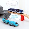 thumbnail image 3 of Shulemin - Tren eléctrico de plástico con transmisión por voz para niños, juguete de regalo para 2 pasajeros, color azul oscuro, 3 of 8