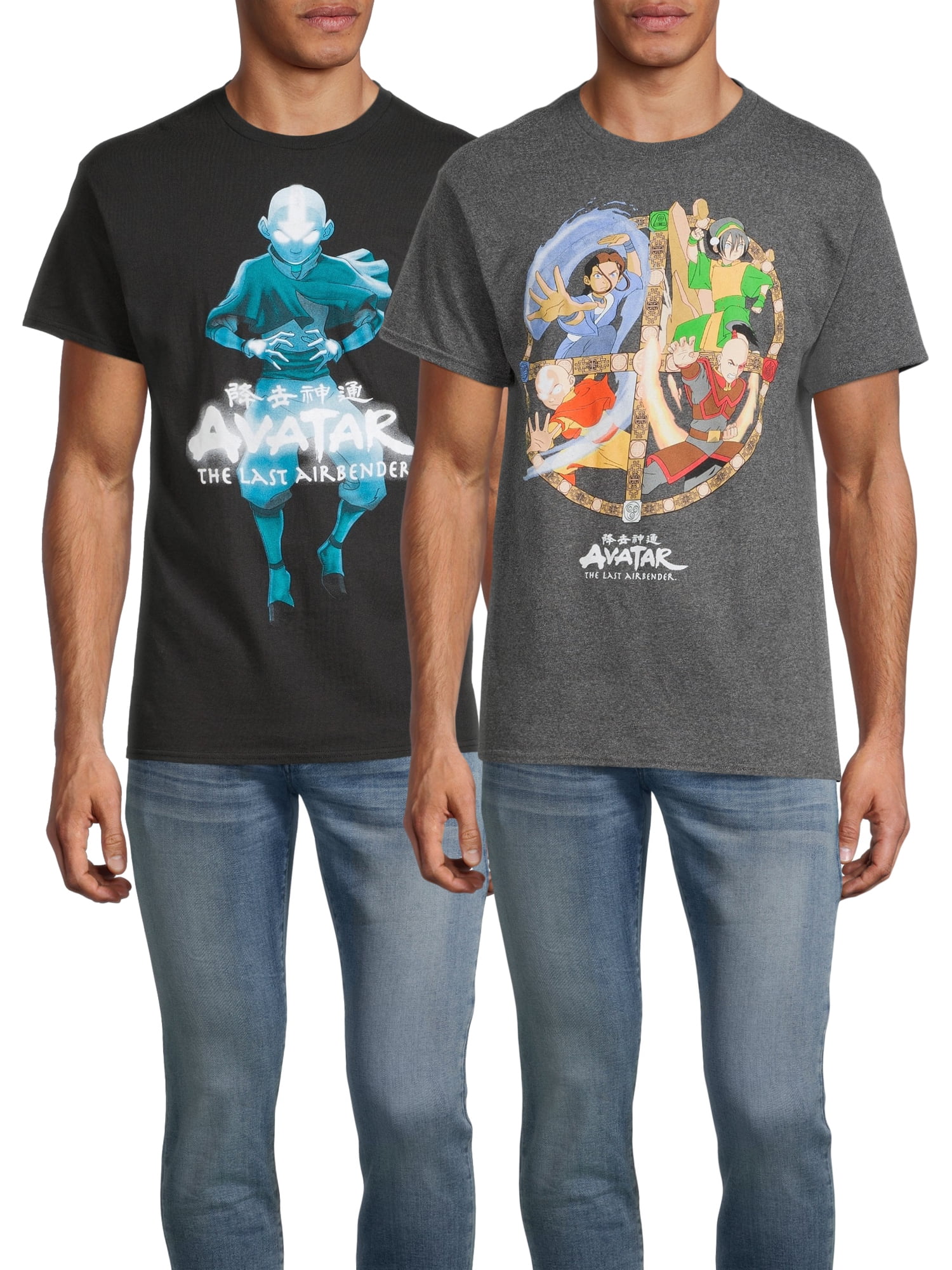 Avatar The Last Airbender Men's & Big Men's Graphic Tee Shirts, 2-Pack, Anime Mens T-Shirts