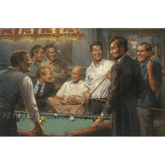 Callin' The Blue Republican Presidents Playing Pool by Andy Thomas Paper Print Open Edition - 12x18 - 1 Unit per pack