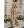 thumbnail image 5 of ZANKLEY Womens Casual Boho Floral Printed V Neck Long Sleeve Maxi Dress for Spring Summer Vacation, 5 of 10