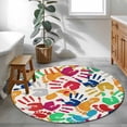 thumbnail image 3 of Round Rugs 3Ft, Colorful Handprints Round Area Rug Washable Indoor Throw Carpet, Rainbow Abstract Hand Foot Prints Small Non Slip Circle Rug for Bedroom Living Room Home Decor Aesthetic, 3 of 8
