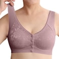 thumbnail image 2 of Gymayou Women Seamless Front Button Wireless Vest Bra for Middle-Aged Ladies Floral Jacquard Easy Front Snap Wide Strap Full Coverage Comfort Bralette Light Violet XL, 2 of 9