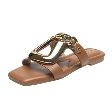 

YanHoo Clearance Boho Slide Sandals for Women Girls Dressy Low Wedge Sandal Casual Open Toe Flat Sandals Summer Beach Slip on Sandals Platform Sandals