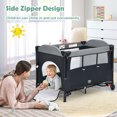 Gymax Baby Foldable 5 in 1 Nursery Center Toddler Bedside Crib W/ Music Box Black
