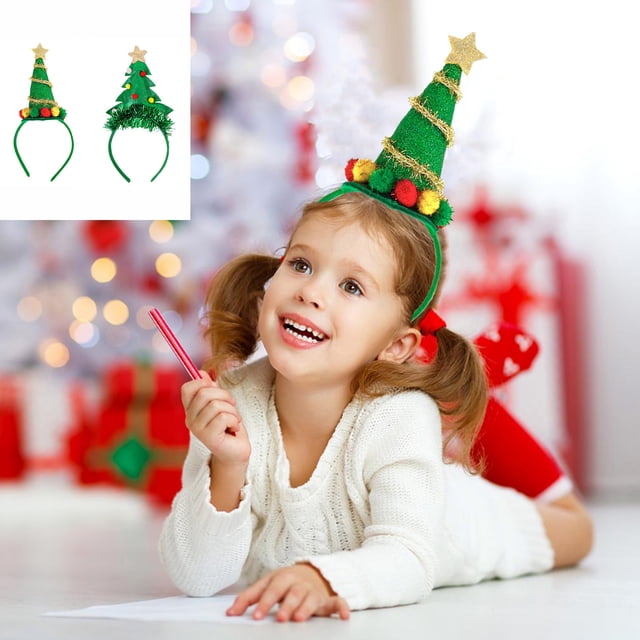 Diadema de Árbol de Navidad, Diseño Único de Gorro de Papá Noel, Versátil para Fiestas y Uso Diario, Accesorio Festivo Original, Ideal Como Regalo, Tela Verde, 27,5 X 12 Cm.
