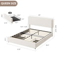 thumbnail image 2 of Teddy Fleece Upholstered Bed Frame with 2 Storage Drawers, Height Adjustable Cloud Headboard, Soft Platform Bed, Modern Style, No Box Spring Required, Cream, 2 of 7