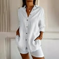 thumbnail image 5 of DecSea 3/4 Sleeve Button Down Shirts for Women Dressy Casual V Neck Solid Shirts Loose Fit Spring Tops for Women, 5 of 9
