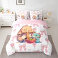 thumbnail image 2 of Manfei Ramen Capibara Axolotl Bedding Comforter Set 7pcs, Kawaii Pink Bowknot Flower Queen Bedding Sets, Cartoon Animal Lover Reversible Queen Sheet Sets, Super Cozy Room Decor, 2 of 7