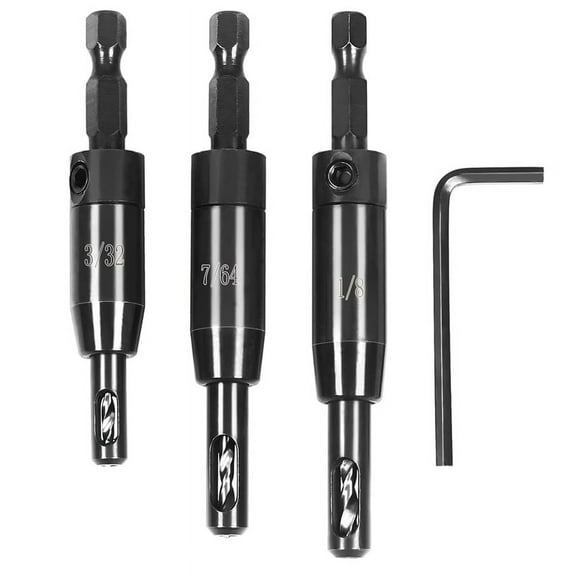 3 PCS Self Centering Drill Bit Set 3/32inch, 7/64inch,1/8inch, Bit,Self-Centering Hinge