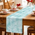 thumbnail image 5 of Teal Coastal Palm Leaves Cotton Linen Rectangle Table Runners 13"x72", Summer Botanical Tropical Coffee Table Runner Dresser Scarves Luxury Table Runners for Wedding Party Banquet Dinner Decor, 5 of 8