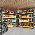 thumbnail image 3 of AUHUP 4-Tier Garage Storage Shelves 3000LBS Heavy Duty Metal Shelving 48" W Shelving Unit for Warehouse,Basement Industrial,Home Utility Rack Shelf,48"W x 24"D x 70"H, Black&Yellow, 3 of 11