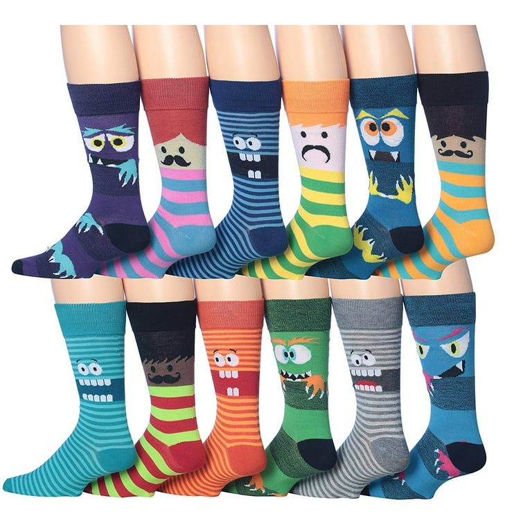 Funny Mens, Women Colorful Dress Socks - HSELL Fun Novelty Patterned Crazy  Design Socks (12 Pairs - Donuts) : : Fashion