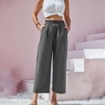 thumbnail image 6 of Casual Pants for Women High Waist Casual Straight Leg Cropped Trousers with Elastic Scalloped Hem Comfortable Linen Blend Women Slacks, 6 of 9