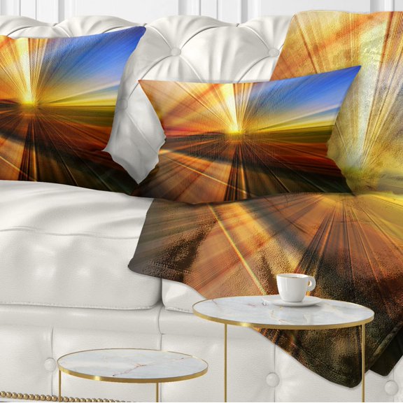 Designart Rays of Speed Reflection - Abstract Throw Pillow - 12x20