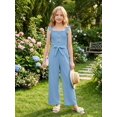 thumbnail image 3 of PureChapter Girls Romper Girls Jumpsuit Solid Color Ruffle Strap Smocked Jumpsuit with Belt & Pockets 5-12Y, 3 of 9