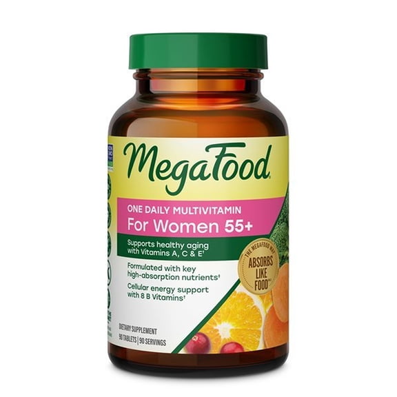 MegaFood Women's 55  Multivitamin - Vitamins A, C, D3 & E - Aging Support - 90 Servings