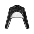 thumbnail image 3 of Alvivi Men's Faux Leather Crop Top Long Sleeves Shrug Muscle Tops Front Zipper Shrug Clubwear Black 3XL, 3 of 6