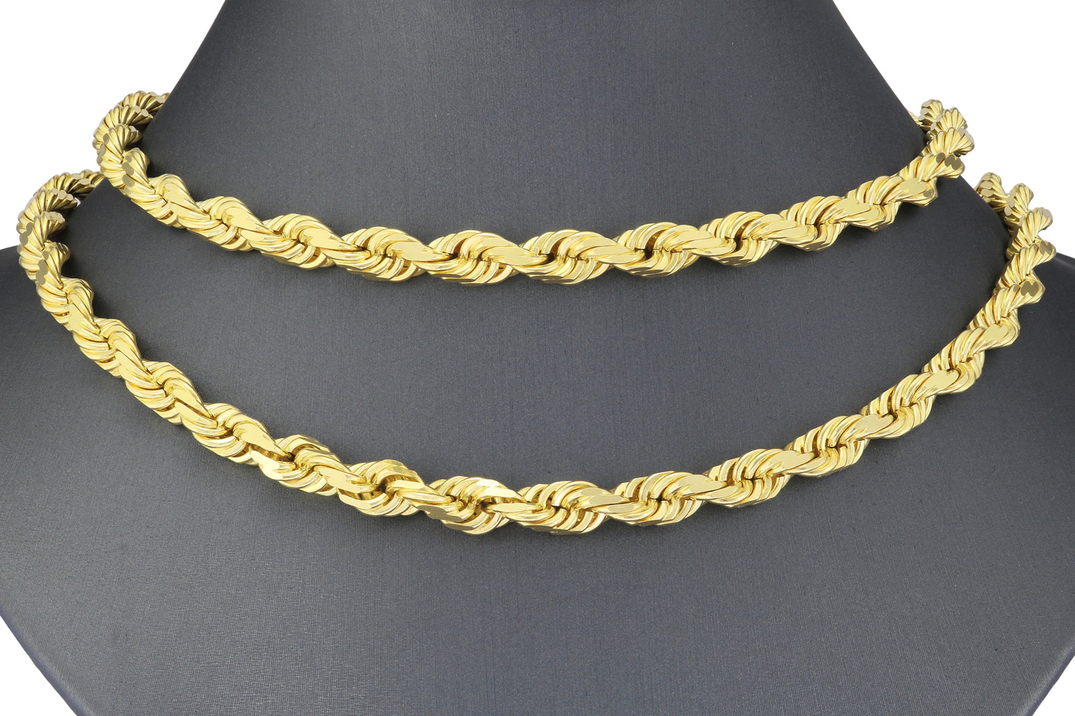 Nuragold 10k Yellow Gold 8mm Rope Chain Diamond Cut Pendant 