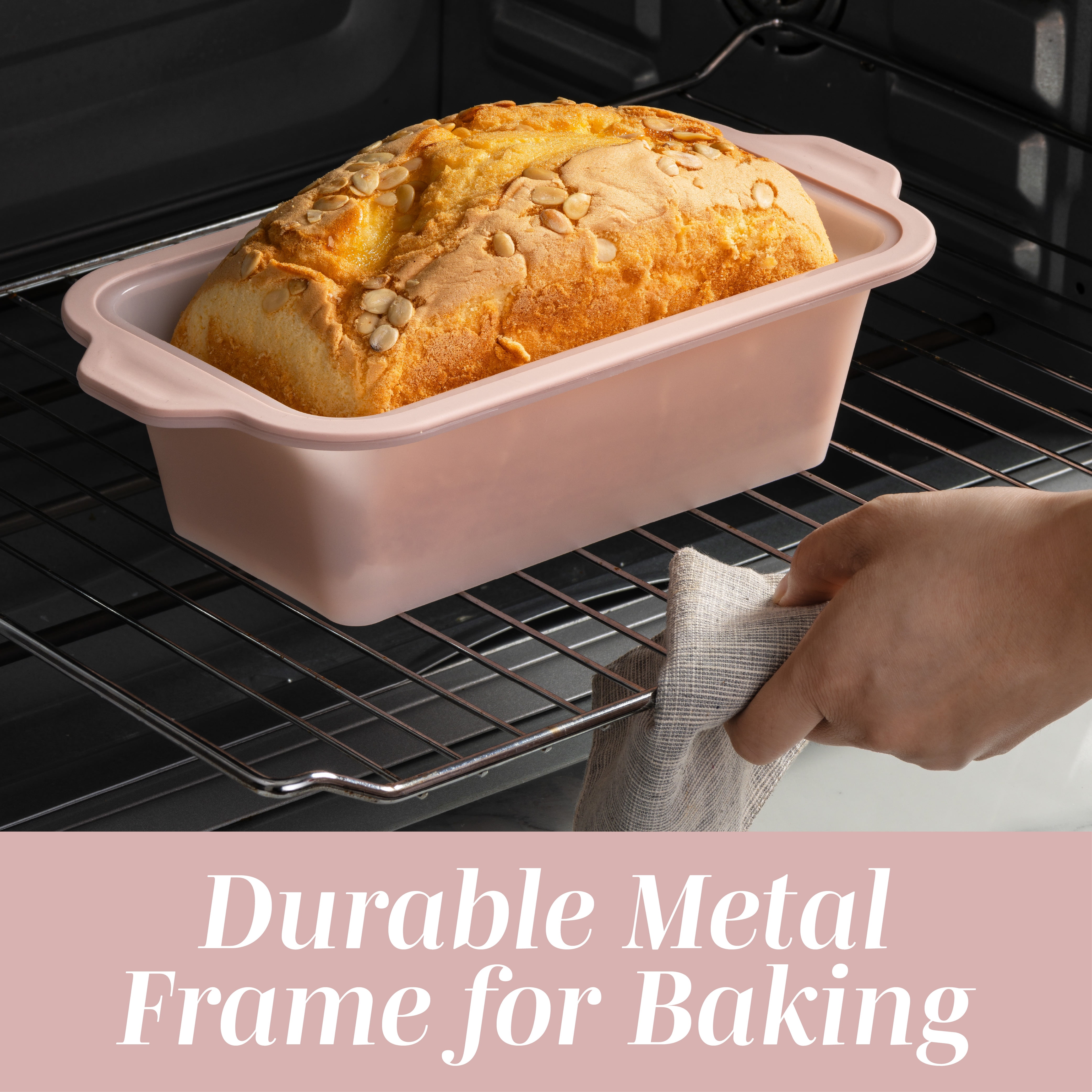 COOK WITH COLOR 17-Pc Silicone Baking Set, Non Stick Baking Pan Set with Sturdy Metal Frame, Pink