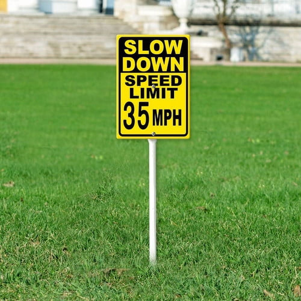 Soliyoahee Slow Down Speed Limit 35MPH Yard Sign with Stake 8x12inch Rustproof Aluminum Lawn Decorations Street Safety Caution Sign for Outdoor Road Street Garden Decor