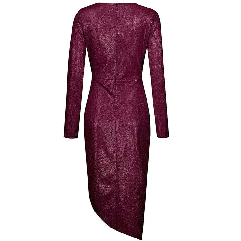 Elegant Irregular Pleated O Neck Long Dresses(3 Colors)