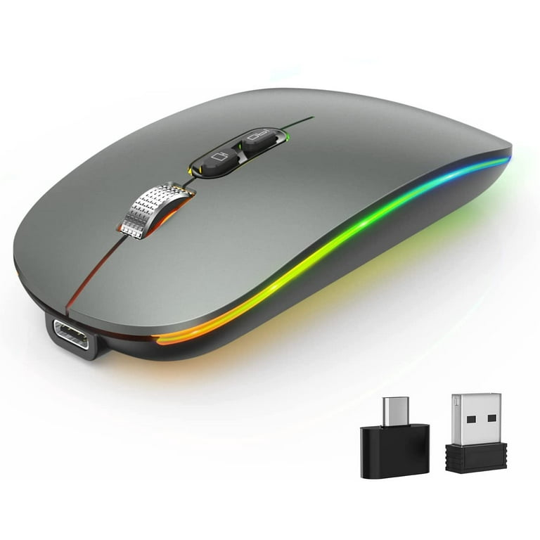 Rechargeable USB Type C Wireless Mouse 2.4G Silent Click for PC