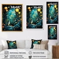 thumbnail image 4 of Designart "Flower Serenity Woodpecker Night" Animals Framed Wall Art - Traditional Yellow Bird Entryway Framed Wall Art, 4 of 6