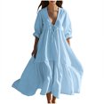 thumbnail image 2 of FcBaudy Robes d'Été pour Femmes, Robes pour Femmes, Jupe pour Femmes Robes d'Été pour Femmes Imprimé Sans Manches Col Rond Robe Décontractée Longues Robes Femmes Robes, 2 of 6